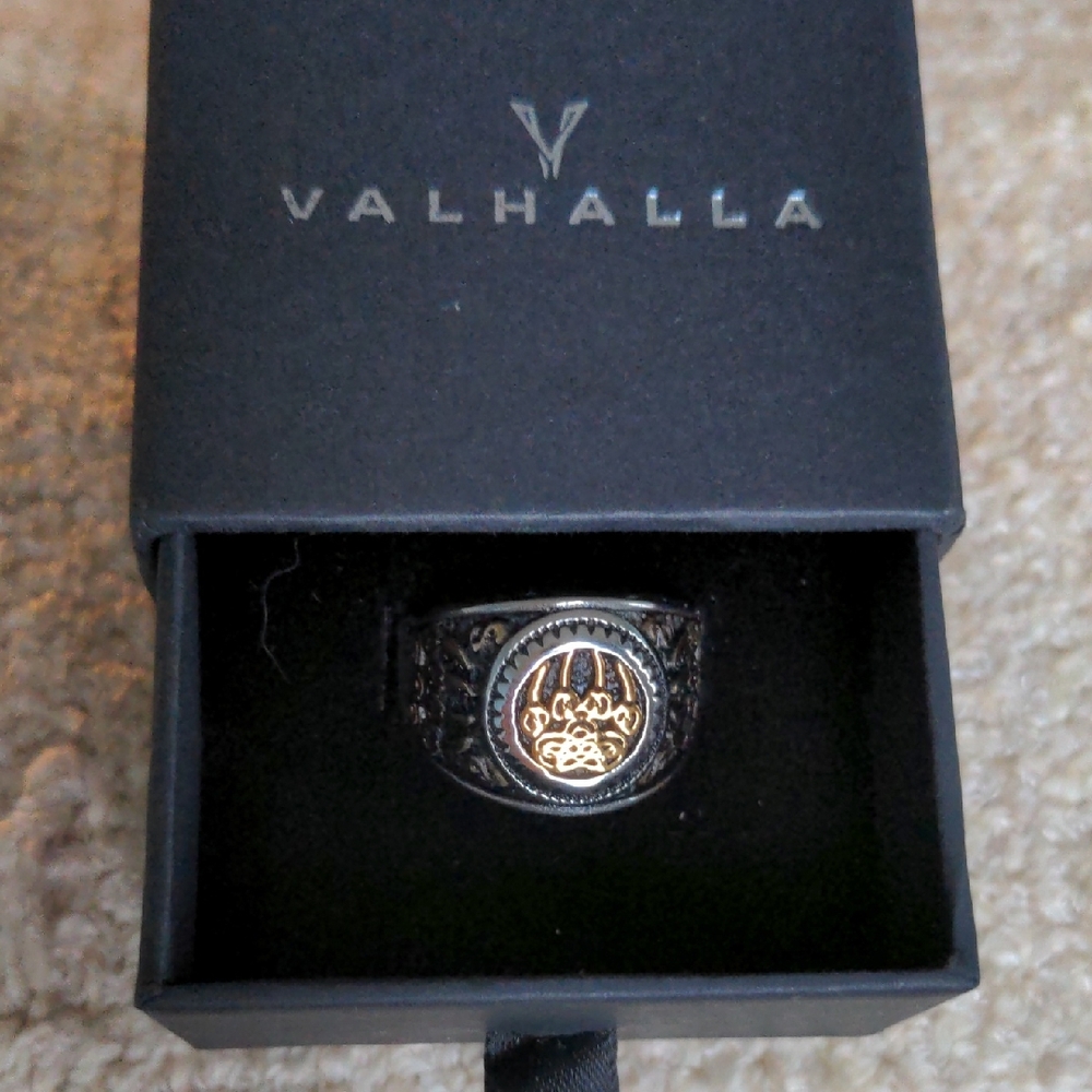 New Men's Black & Gold Ring Bearclaw, Norse Berserker, Sz 12, Valhalla , Viking